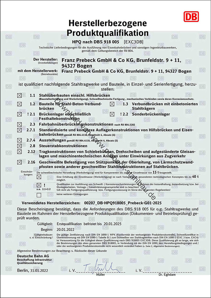 Herstellerbezogene Produktqualifikation HPQ nach DBS 918 005 Herstellerbezogene Produktqualifikation HPQ nach DBS 918 005